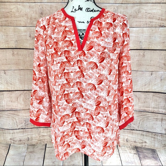 NYDJ Tops - NYDJ Red and White Dressy Blouse Size XXS